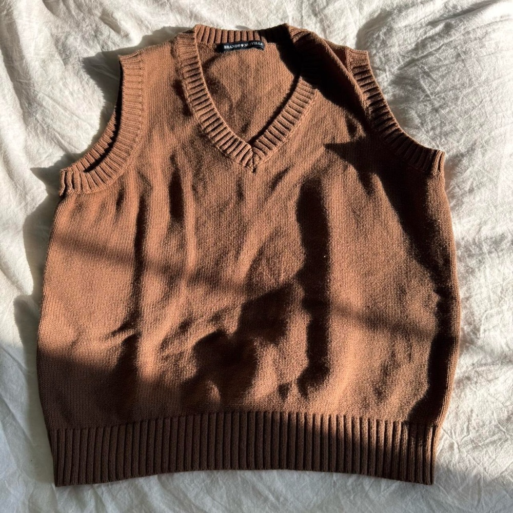 Brandy Melville Brown V-Neck Sweater